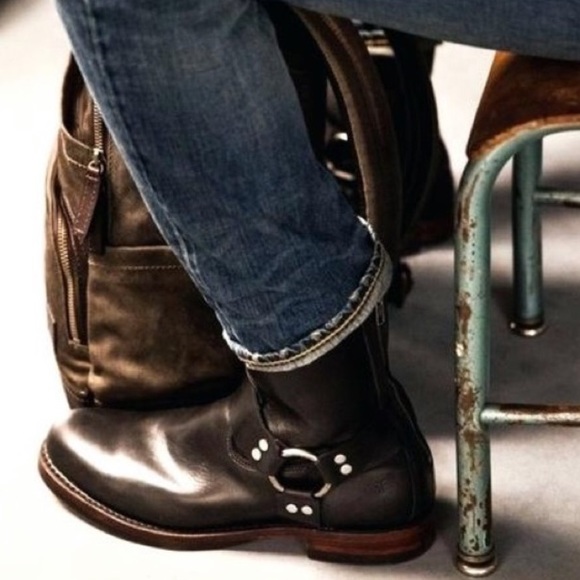 Frye Shoes - Unisex Frye Black Moto Motorcycle Harness Boots